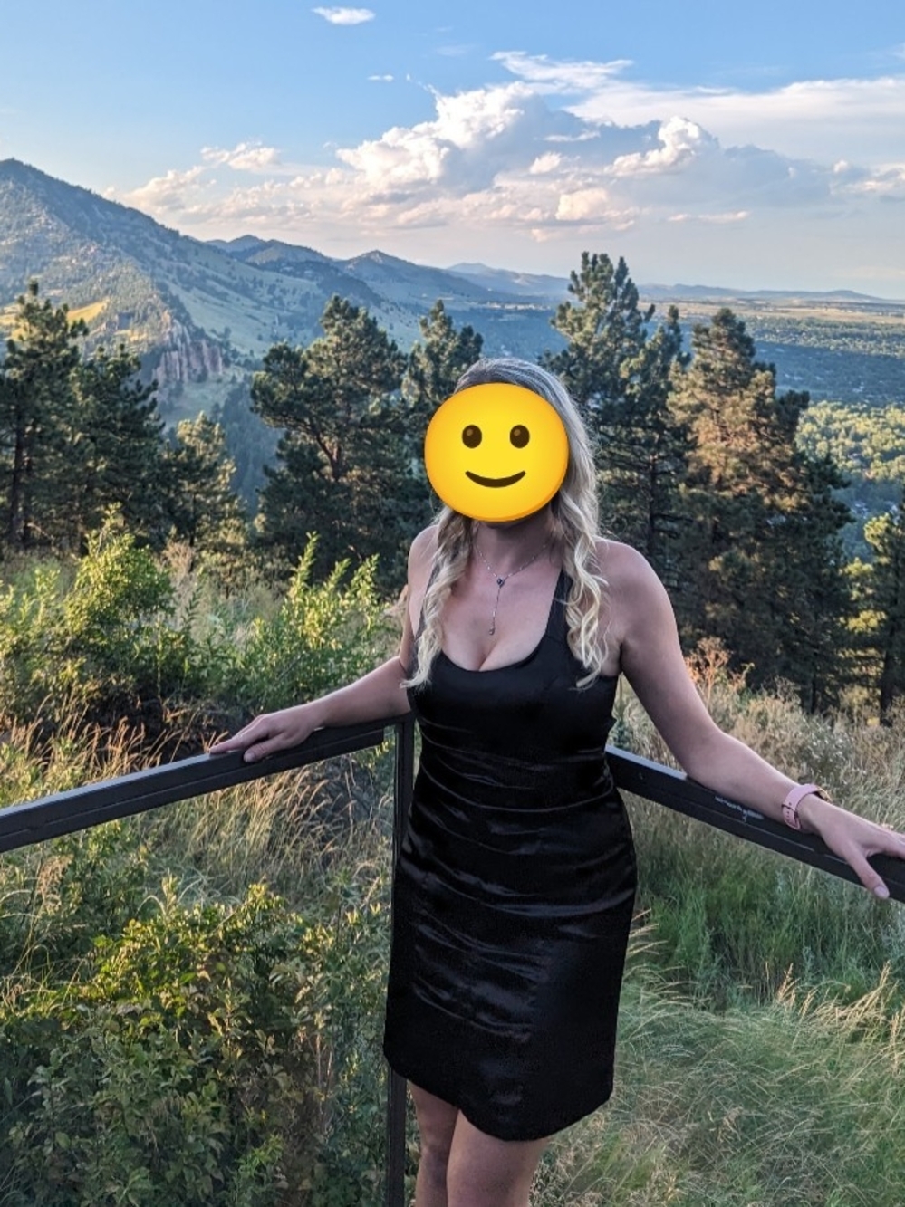 Morgan & Co. Black Satin Slip Dress With Back Cutouts